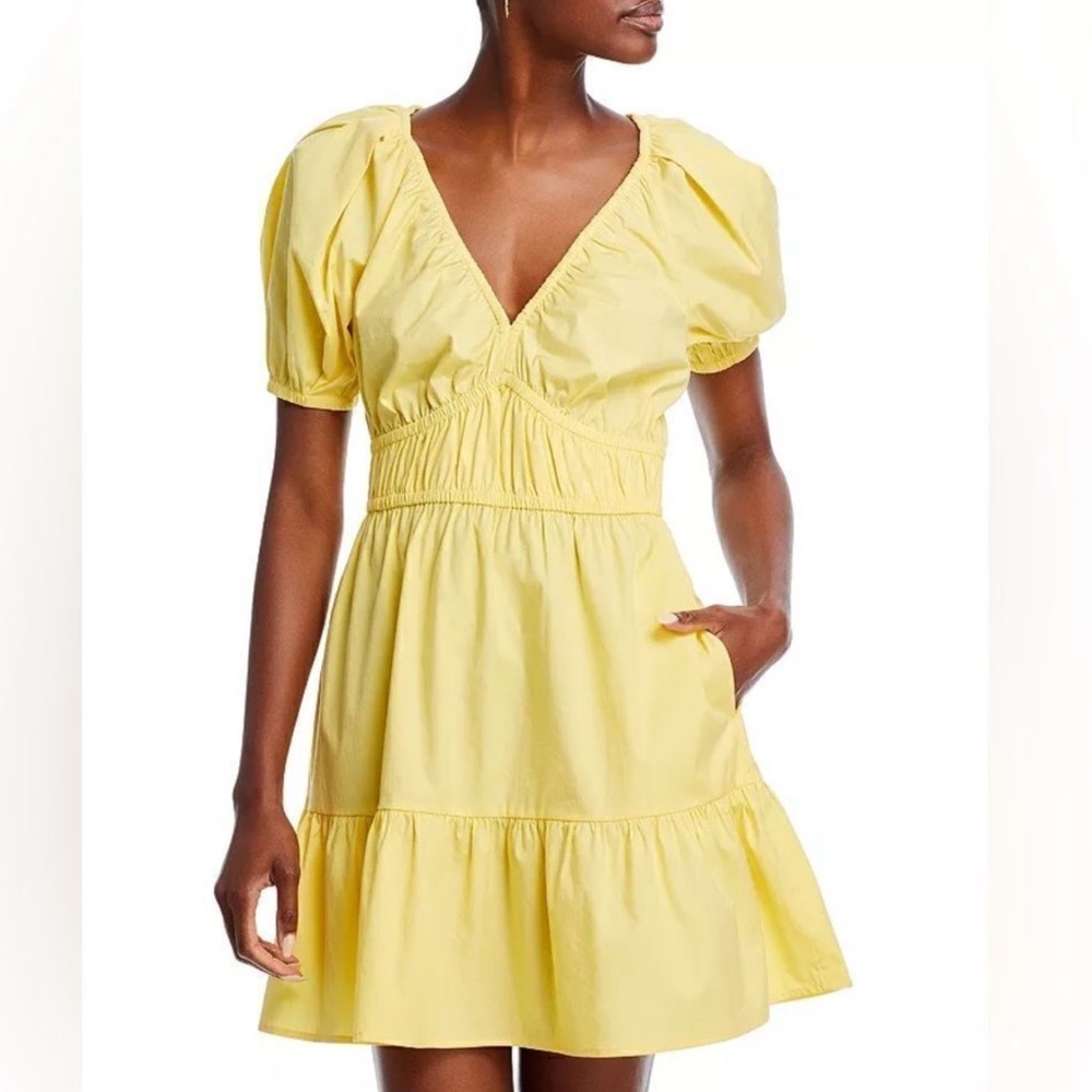 : Vineyard Vines Puff Sleeve Mini Dress in Sunny Yellow Size M
